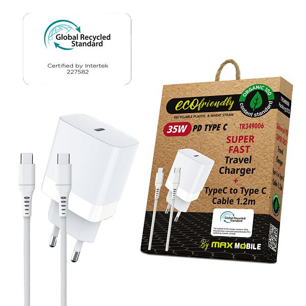 Maxmobile kućni punjač + kabel PD SUPER FAST CHARGE 2U1 TYPEC TR349006 35W